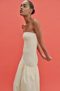 VESTIDO PALABRA DE HONOR COMBINADO