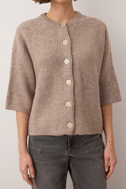 Wardrobe Essentials Vizon Yumusak Dokulu Genis Kal?p K?sa Kol Basic Triko H?rka | TWOAW26HI00251