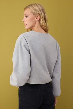 Gri Oversize Kal?p Kase Bomber Ceket Mont TWOAW26MO00143