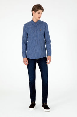 Мужская синяя рубашка с длинным рукавом - U.s. polo assn фото 4