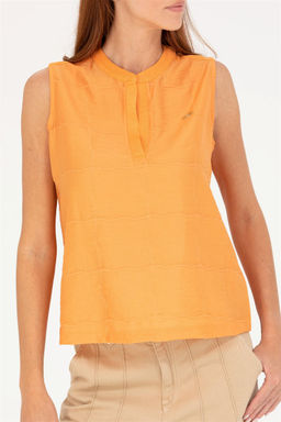 U. S. Polo Assn Женская оранжевая футболка без рукавов с v-образным вырезом - U.s. polo assn фото 6