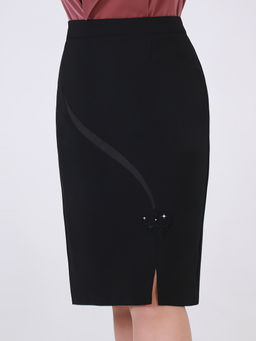 Юбка черная с разрезом спереди - Almond фото 3