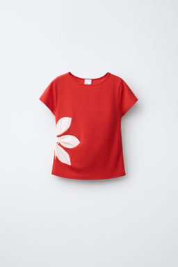 CAMISETA CUT OUT FLOR / Rojo - Zara фото 2