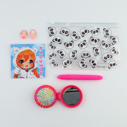 Набор Панда, косметичка, расчёска, мелок для волос, 2 резинки, блокнот 10х10 см, 16 л. МИКС