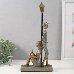 Фигурка полистоун Парочка в наушниках - встреча, бронза с патиной, 17.5?6?37 см