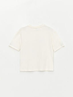 Bisiklet Yaka Bask?l? K?sa Kollu K?z ?ocuk Ti??rt - Waikiki фото 2