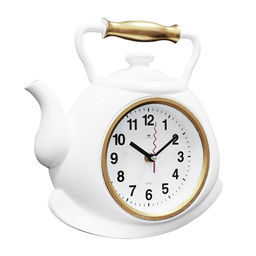 Часы настенные интерьерные «Чайник», для кухни, бесшумные, плавный ход, 27×28.5 см, белые, от батарейки 1×АА