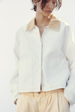 WAXED JACKET WITH CONTRAST COLLAR - Zara фото 2