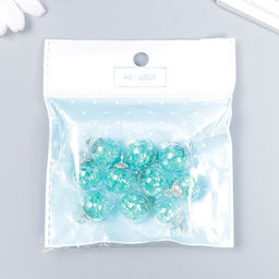 Подвеска декоративная для творчества стекло «Шар - камешки», морс. волна, d=1.6 см, набор 10 шт.