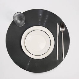 Цена за 12 шт. Салфетка сервировочная на стол Доляна Виниловая пластинка, d=38 см, цвет чёрный  фото 5