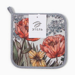 Прихватка Этель Маковые поля 19х19 саржа,100% х/л,ватин 250г/м2  фото 3