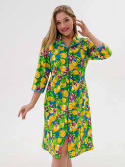 Халат женский из фланели Маша желтый макси