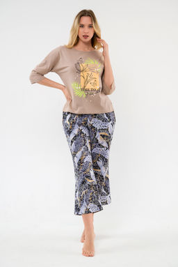 Пижама из футболки и брюк из кулирки Мечта тропики кофе - Амадэль фото 3