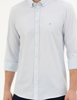 A__k Mavi Slim Fit Uzun Kollu G_mlek
