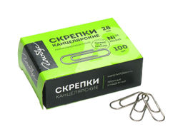 Скрепки GLOBUS 28 мм класс. никелированные металл. карт. упак. 100 шт