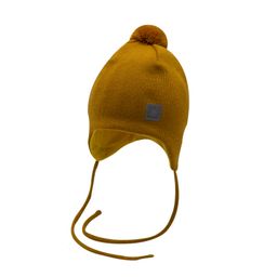 Шапка вязаная двухслойная с ниточным помпоном с завязками и светоотражающим шевроном Космос (полуш - Elfoxo фото 3