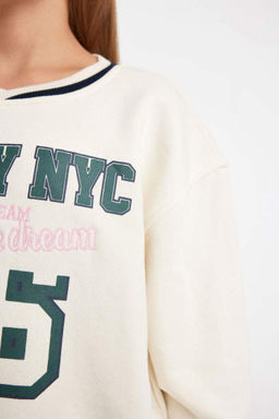 Школьная толстовка с v-образным вырезом и принтом для девочек - Defacto фото 6