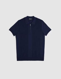 Lacivert Slim Fit Polo Yaka Fermuarl_ Triko Ti__rt