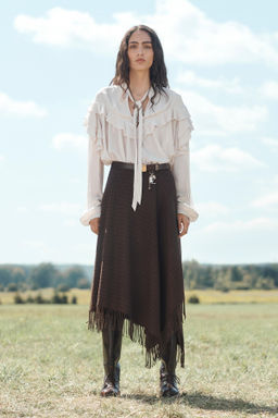 LIMITED EDITION ASYMMETRIC HEM FRINGED SKIRT - Zara фото 2