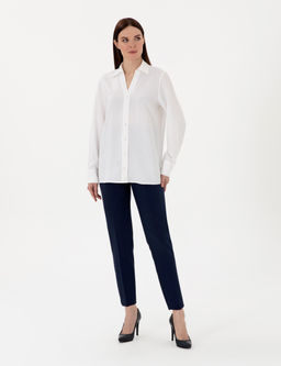 Beyaz Comfort Fit Uzun Kollu G_mlek