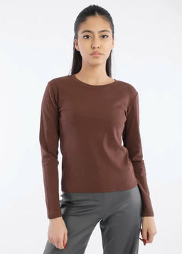 K12900 Лонгслив (хлопок) КОРИЧНЕВЫЙ