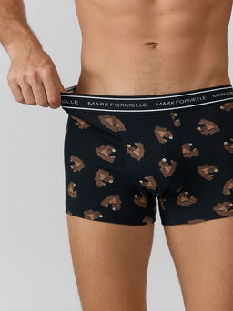 Цена за 2 штуки! Трусы боксеры мужские черные с рисунком в виде медведей - Mark formelle фото 3