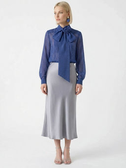 Блузка из органзы в клетку OD-984-1 фиолетовый с черным