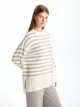 Bisiklet Yaka ?izgili Oversize Kad?n Triko Kazak - Waikiki фото 3