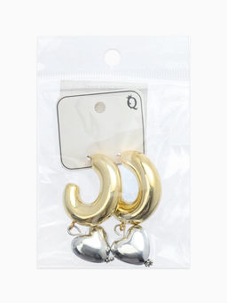 Серьги "Новый стиль", сердечки, цвет золото-серебристый d3см