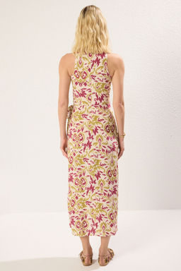 TRENDYOLMILLA Mavi Sal Desenli A-line Baglama Detayl? Midi Dokuma Elbise TWOSS24EL00458  фото 13