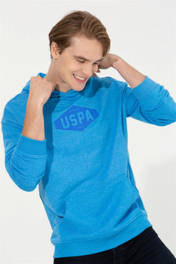 U. S. Polo Assn Мужская комфортная толстовка с капюшоном кобальтового меланжевого цвета - U.s. polo assn фото 7