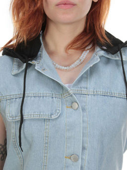 803 BLUE/BLACK Джинсовый жилет женский (100% хлопок) - Фабричный китай фото 4