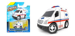 Металл. модель 5,4*3,8см "Скорая помощь - фургон" (879-005B-3) усиленный инерц. механизм, в блистере 16,5*12,5см