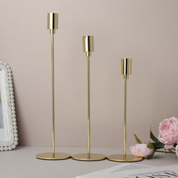 Подсвечники 3 штуки набор золото / HA-32 /уп 24/металл - Галеонтрейд фото 3