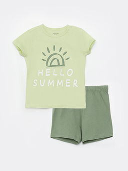 Bisiklet Yaka K?sa Kollu Bask?l? Erkek Bebek Pijama Tak?m