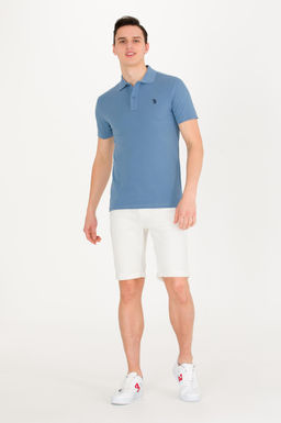 Мужская базовая футболка с воротником поло цвета индиго - U.s. polo assn фото 5