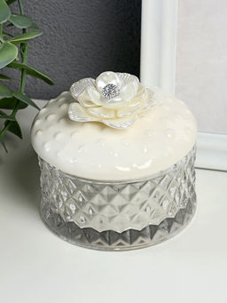 Шкатулка для украшений Жемчужный пион, стекло, стекло, керамика, 7?8.5?8.5 см