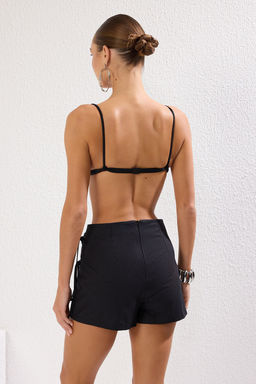 TRENDYOLMILLA Bej Dokuma Keten Gorunumlu Plaj Sort Etek TBESS25SR00007  фото 10