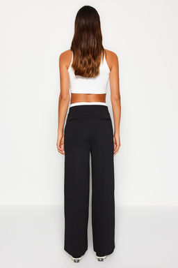Siyah Wide Leg Boxer Kemer Detayl_ _rme Pantolon TWOAW24PL00360 - Trendyolmilla фото 6
