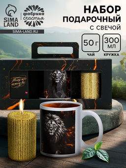 Подарочный набор: чай 50 г, кружка, свеча Тому, кто может всё