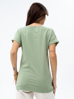 ВИДЕООБЗОР .Футболка с кружевом .арт.180-13,оливковая - Binita фото 6