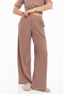 Брюки свободные из рибаны М325432к кофейный - Елена фото 5