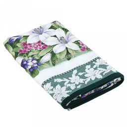 "Япония-2019" Полотенце махровое 70х140см, плотность 300гр/м2, 100% хлопок, "Лилия", зеленый, Bolangde (Китай)