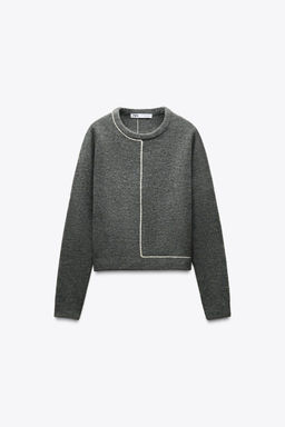 KNIT SWEATER WITH CONTRAST TRIMS - Zara фото 6