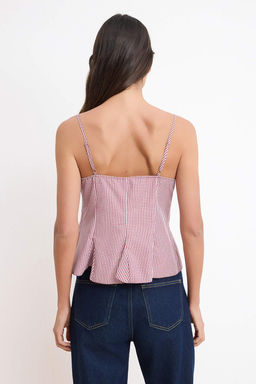 Bordo Godeli Onu Baglama Detayl? Dokuma Bluz TWOSS26BZ00534