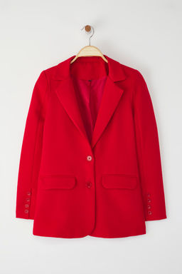 TRENDYOLMILLA K?rm?z? Regular Astarl? Dugmeli Dokuma Blazer Ceket TWOAW22CE0165  фото 6