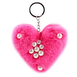 Мягкая игрушка Сердечко с бусинами, на брелоке, 10 см, цвет фуксия