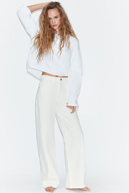 JEANS TRF EXTRA WIDE LEG TIRO ALTO / Blanco roto