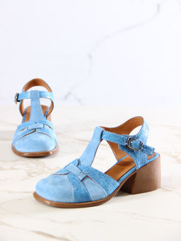 Босоножки 5038.23663bе.Голубой наплак+голубая замша