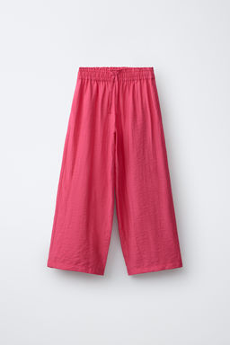 PANTAL?N WIDE LEG EFECTO ARRUGADO / Fucsia